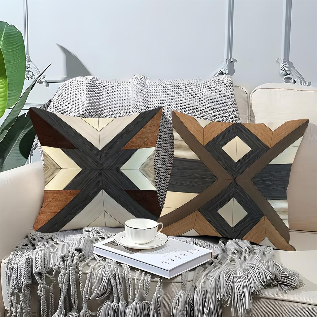 4pcs Modern Collage Patterns Digital Printing Pillow Cover Short Plush Suitable Living Rooms Bedrooms Sofas Throw Cushion Cover