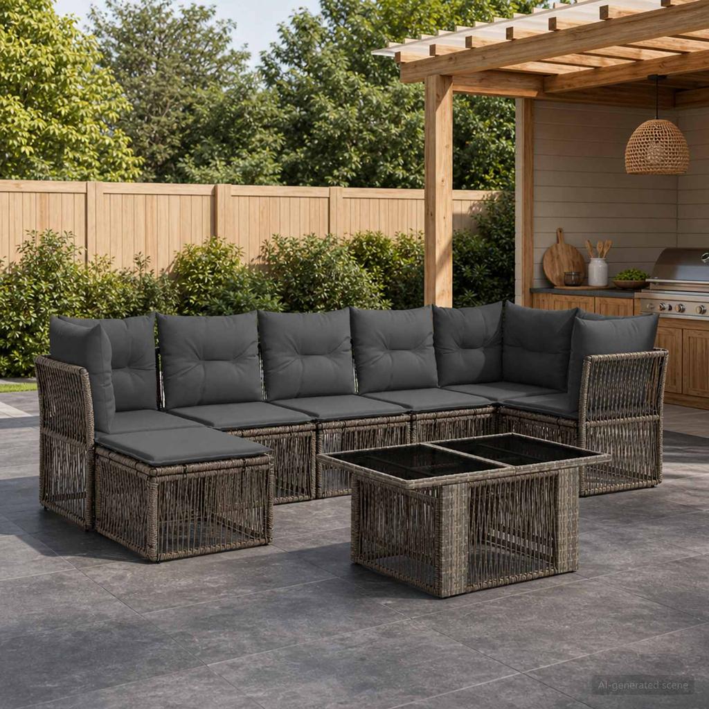 Garden Sofa Set 8 Pieces Grey Poly Rattan