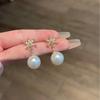 New Flower Hanging Earrings White Enamel Floral Acrylic Petals Crystal Imitation Pearl Dangle Earrings for Women brincos