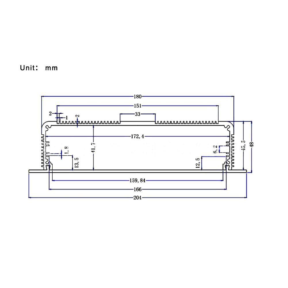Aluminum Alloy Electronic Case Project Box Printed Circuit Board Protective Case 48 X 204 X 160mm