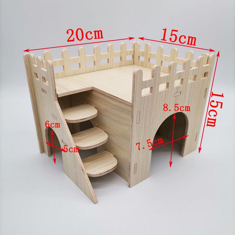 Hamster House DIY Wooden Gerbil Hideout Pet Sport Exercise Toys Bridge Swing and Chinchilla Seesaw Small Villa Cage Accessories
