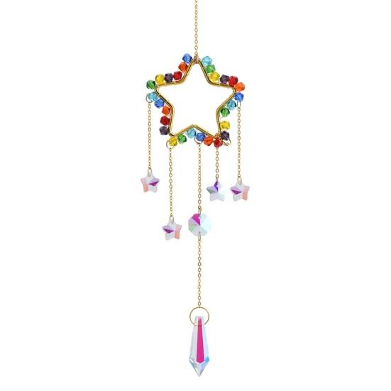 Crystal Sun Catcher Hanging Ornament Rainbow Star Moon & Sun Motifs B