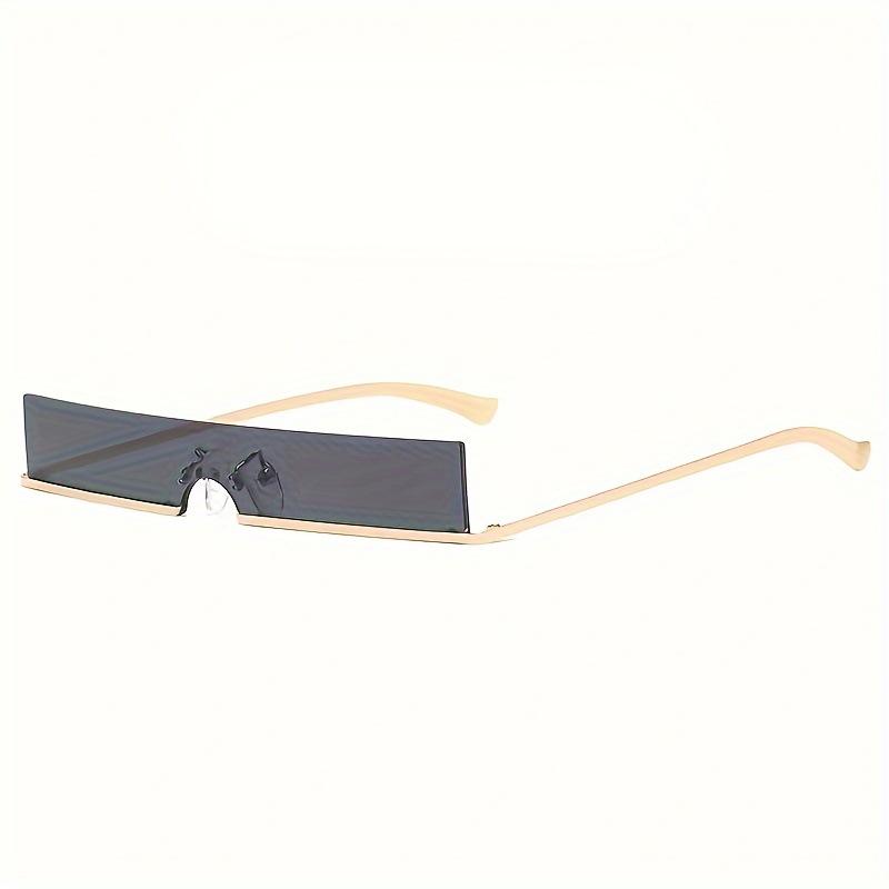

Small Rectangle Rimless Sunglasses for Men Women Fashion One Piece Frame Sun Glasses Luxury Brand Designer Hip Hop Shades UV400 чорний