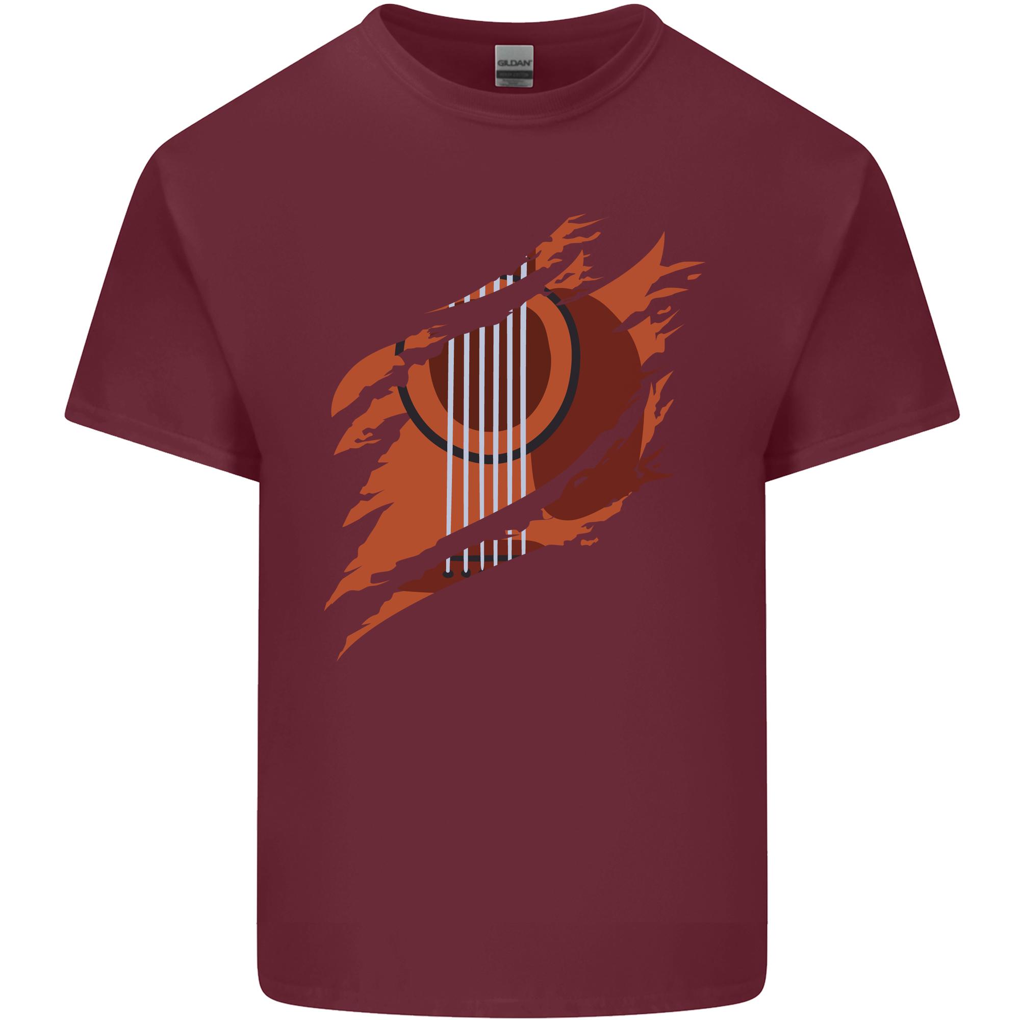 Ripped Torn Acoustic Guitar Music Funny Unisexs Light Cotton TShirt S