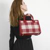 Velvet Houndstooth Handbag for Women 2024 Spring/summer Red Bridal Bag Qixi Festival Gift Mom Tote Wedding Bag