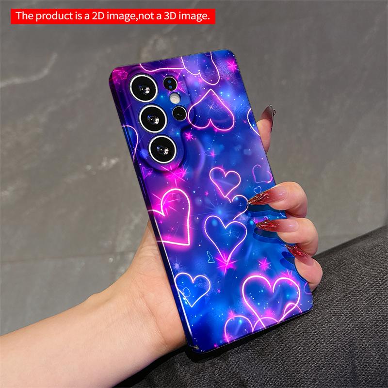 2DFlat Samsung phone case Neon Hearts Galaxy Phone Case Applicable to Galaxy S22 S23 S24 S25ULTRA S26 A12 A13 A14 A15 A16