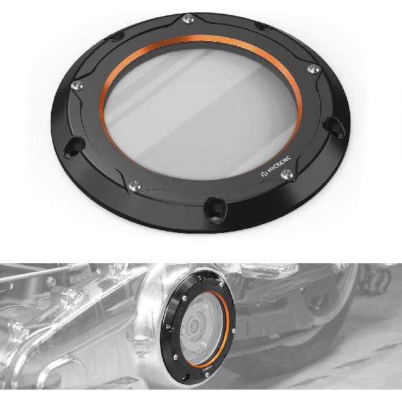 

NICECNC Orange Transparent Derby Cover Clutch Cover Primary Side Cover Aluminum CNC Compatible with Harley Ultra Limited Low FLHTKL 2017-2024, помаранчевий