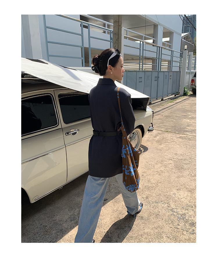NEWOPEN 2025 Early Spring Korean-Style Women's Double-Breasted Waist-Hugging Blazer C3588