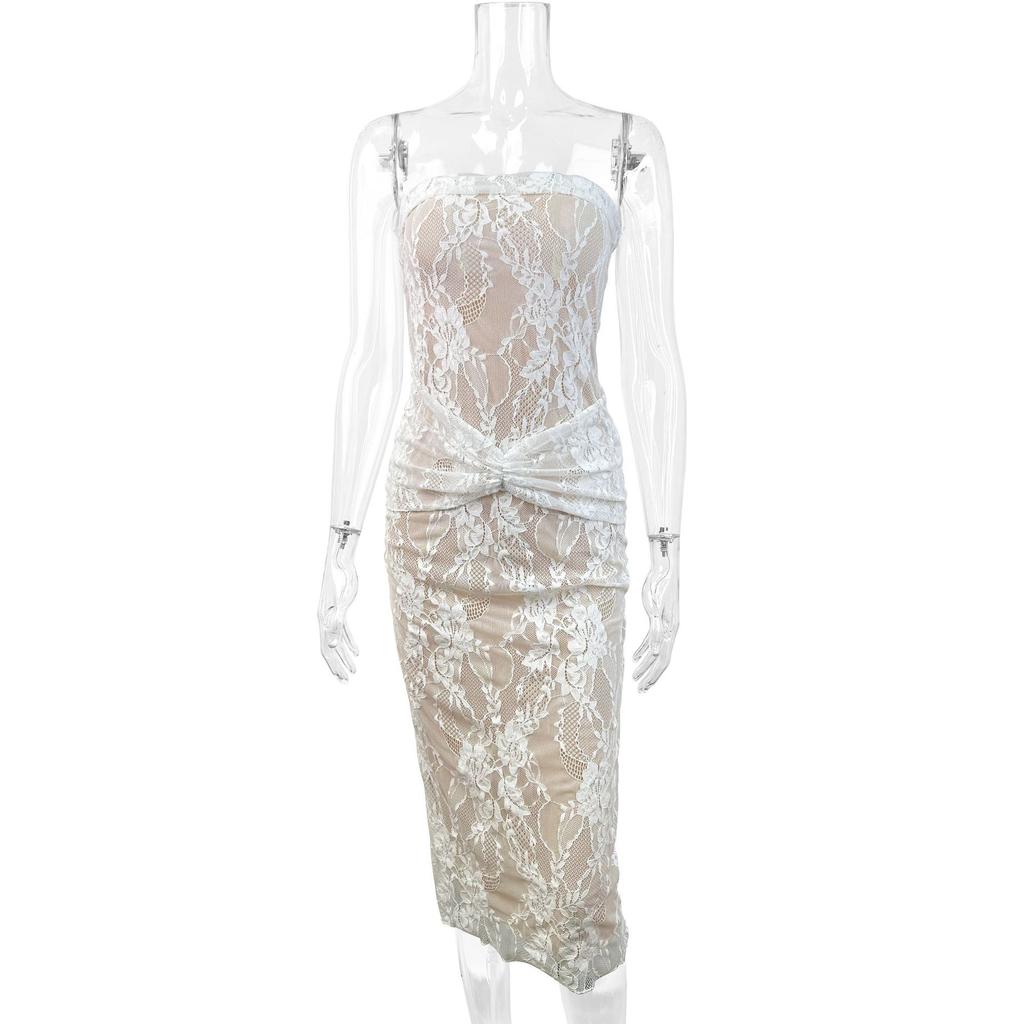 Hot-selling new tube top women's dress European and American style summer sexy Internet celebrity lace hip skirt