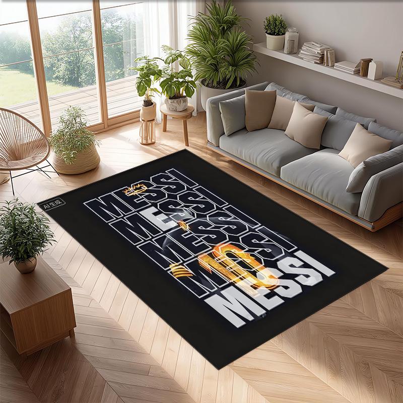 Lionel Messi bedruckter Flanell-Teppich rutschfest weicher Polyester-Bodenläufer Indoor Dekor-Matte für Schlafzimmer Wohnzimmer Sofa
