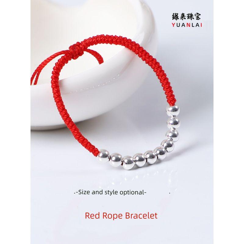 2024 Fashion Ornament 999 Sterling Silver Red Rope Male and Female Baby Year of Fate Bracelet Carrying Strap Perfect Adjustable