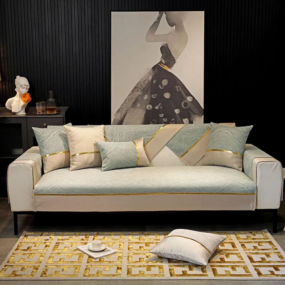 Light Luxury Jacquard Sofa Cover AntiSlip Chenille Universal Cushion Living Room Four Seasons High Precision Splicing 70x70cm 1pcs