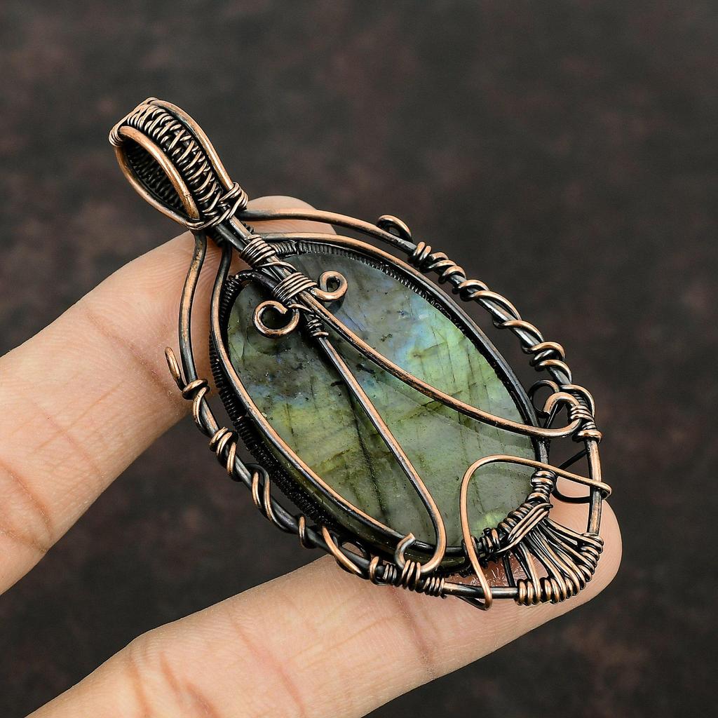 Tree Of Life Labradorite Pendant Copper Wire Wrapped Gemstone Pendant Copper Jewelry Gift For Her Labradorite Wire Jewelry Handmade Pendant