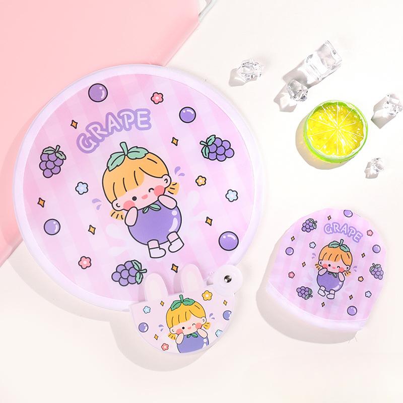 

2 шт. Милый складной веер с отражающей доской, мультяшный портативный веер, маленький веер, студенческий мини тканевый веер, складной веер 2PCS