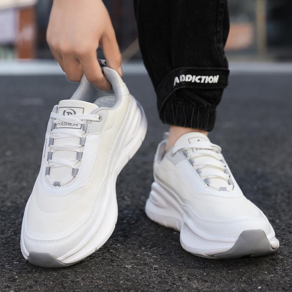 New Men's Shoes Winter Single Shoes Leather Casual Shoes Thick Sole Lightweight Sports Shoes Fashionable Dad Shoes Running Shoes