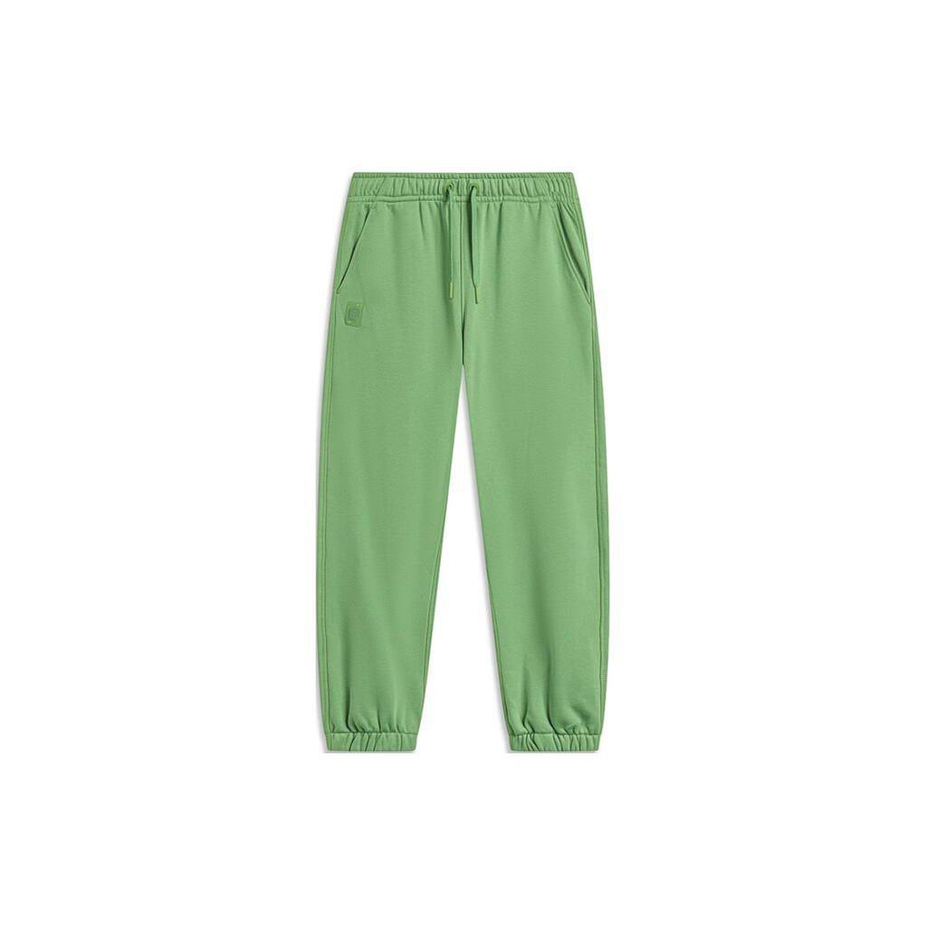 Li Ning China Color Series Solid Color Tapered Loose Knit Sports Pants Men Bottoms Stone-Green AKLU023-2