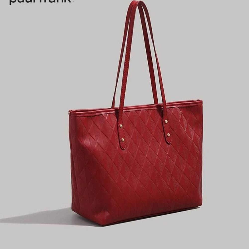 Golden Jade Bird Premium Textured Tote Bag Women s Summer Fashion Underarm Bag Commuter Large Capacity Shoulder Bag красный