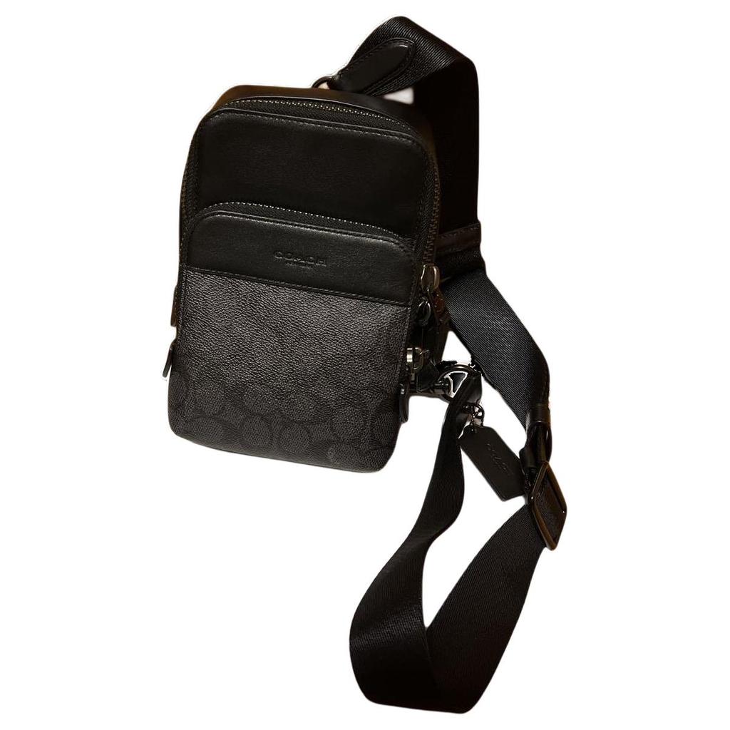 New COACH Gotham Elegant Calfskin With Coated Canvas One Shoulder Crossbody Sling Bags Mini Men's Black CC091-CHR
