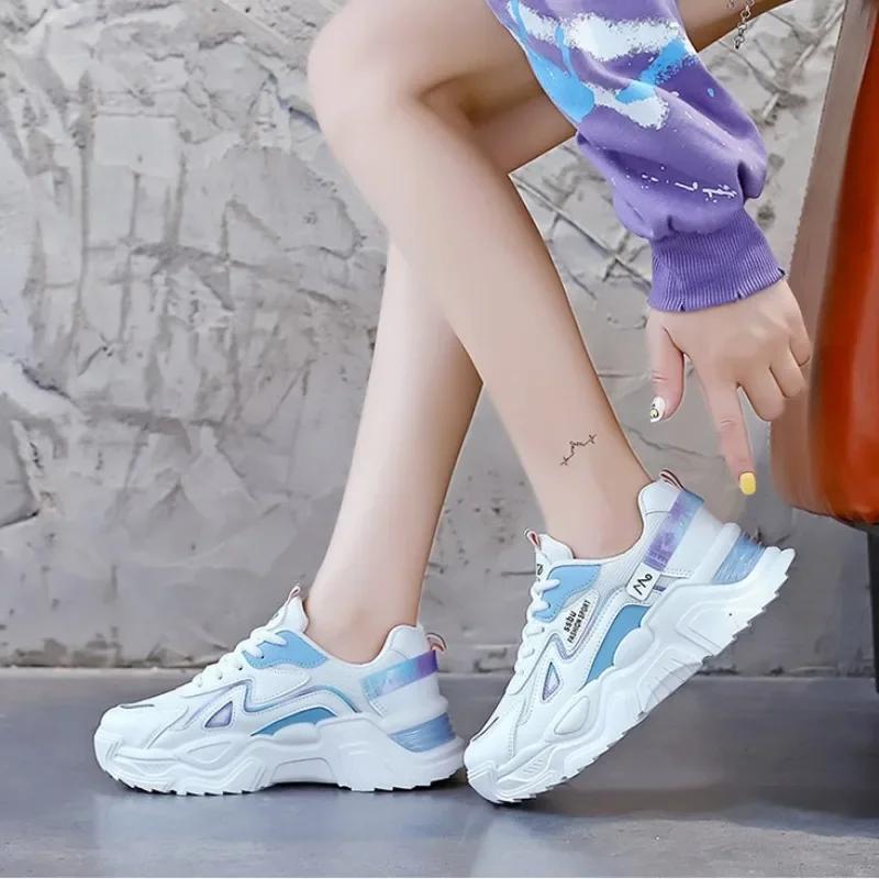 Women Platform Flat Shoes  New Woman Green Casual Mesh Breathable Shoes Chunky Sneakers Women's Daily Running Shoes