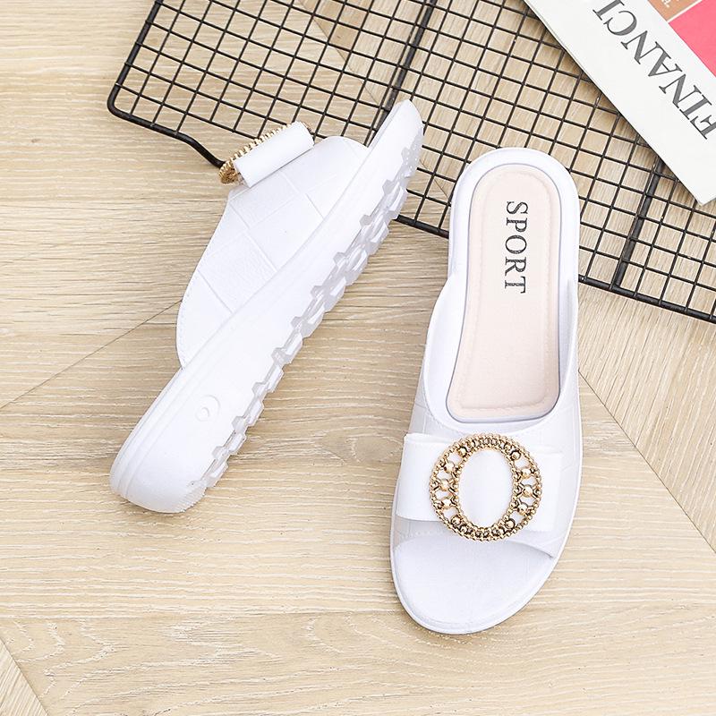 Yuzhihao Women s Summer Wedge Sandals with Round Buckle - Daily Flats  Beach Flip-Flops 36-37