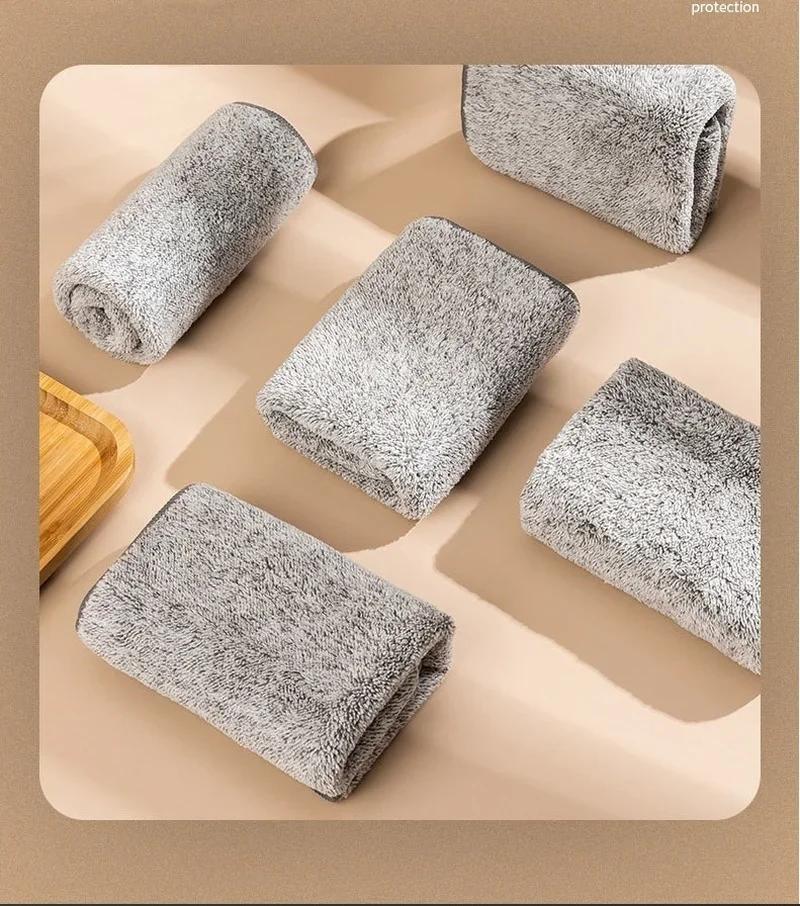 1Pcs Bamboo Charcoal Rags Kitchen Towels Microfiber Thickened Absorbent Non-sticky Oil Household Cleaning