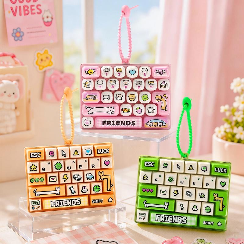 Wear Resistant 26 Keys Keyboard Shaped Fidget Toy Stress Relief Decompression Bag Pendant for Long Term Use All Occasions