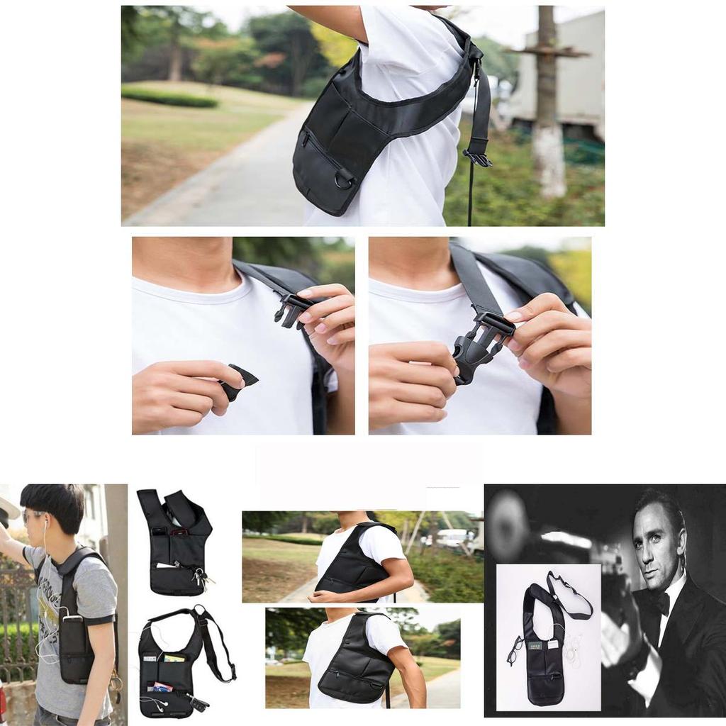 Fashion Mens Antitheft Phone Package Black Shoulder Bag Hidden Backpack For Casual Use