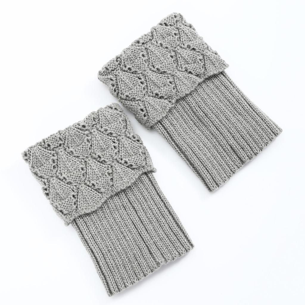 Korean Style Over-the-Knee Knit Scallop Leg Warmers for Women - Autumn/Winter Boot Cuffs