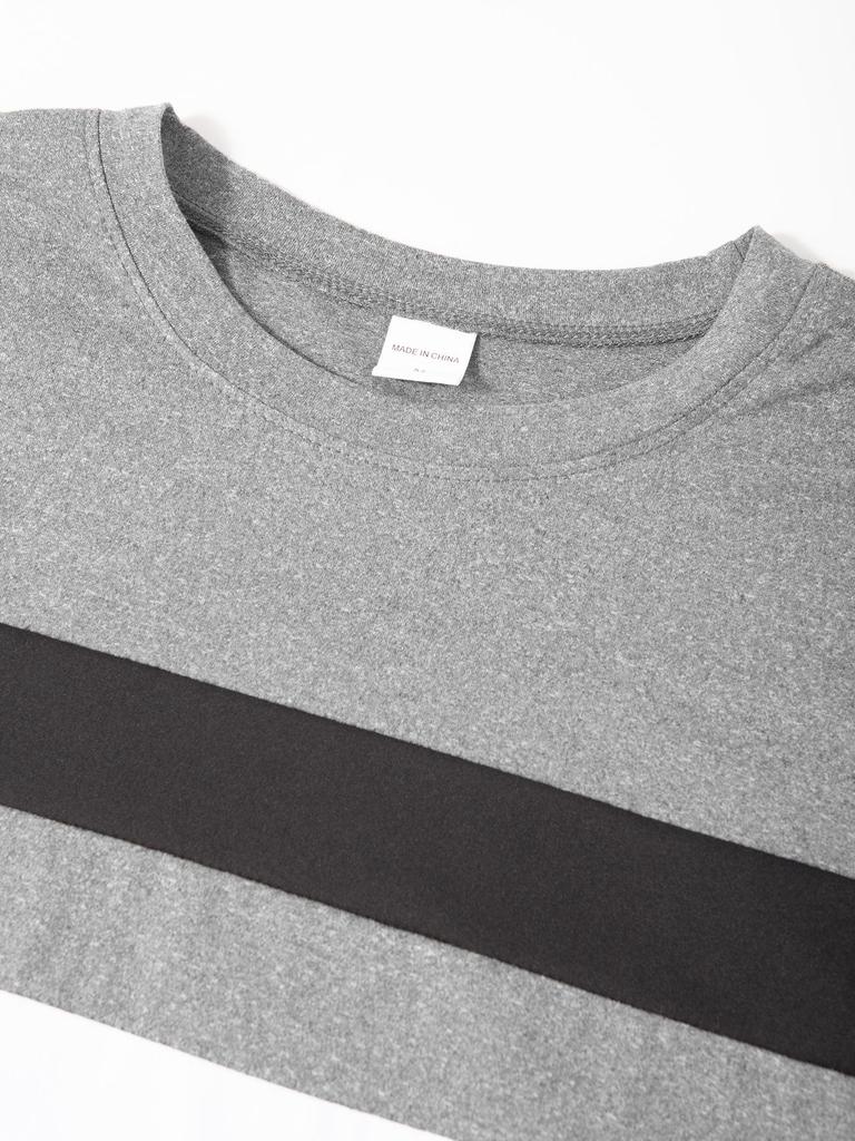 Men's Color Block Casual Round Neck Long Sleeve Sports T-shirt