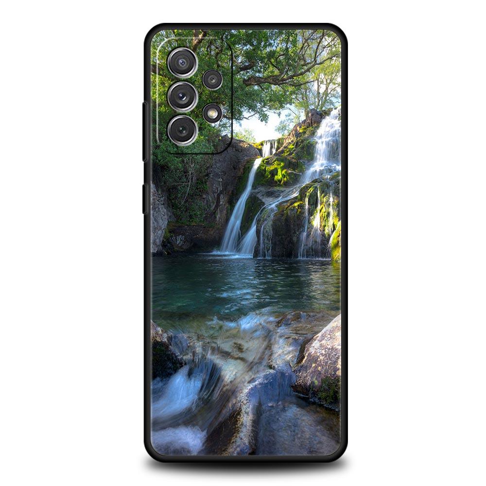 Wodospad natura Drzewa statek Etui na telefon dla Samsung Galaxy A13 A51 A71 A21S A12 A11 A31 A41 A23 A53 A73 A52 A32 5G A03S A01 Pokrowiec