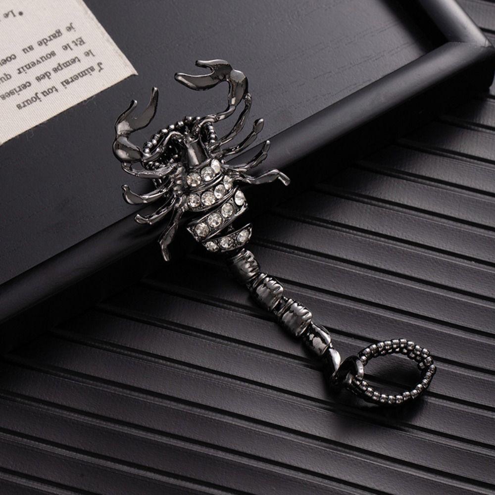 Hip Hop Silver Scorpion Chain Ring Rhinestone Crystal Vintage Gold Ring Adjustable Chunky Irregular Ring Girls