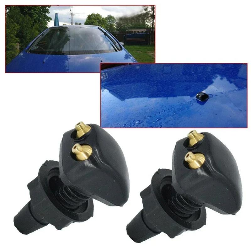 2Pcs Car Windshield Wiper Washer Spray Nozzle Fits Most Car Models Car Dual Holes Windshield Washer Nozzle Water Spray New