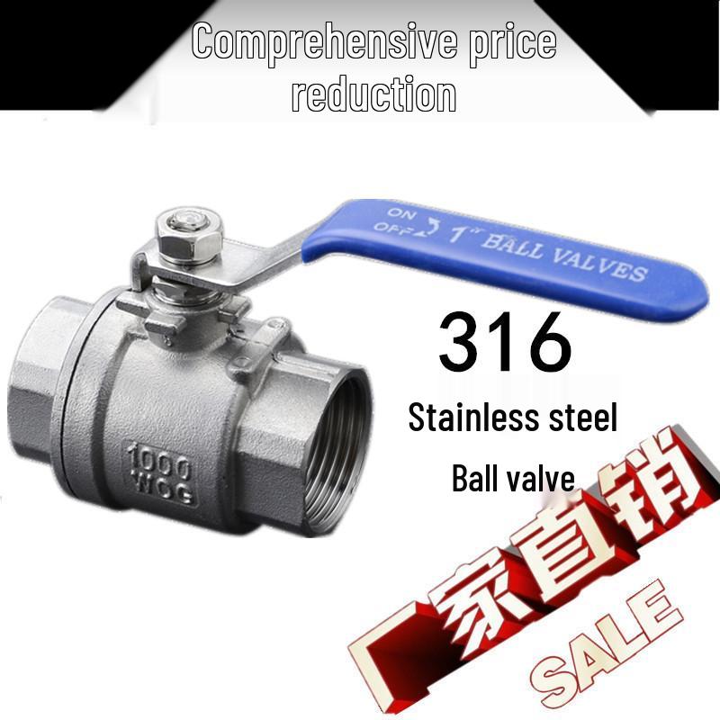 2025 High-Temperature Resistant 316L Stainless Steel Ball Valve, Two-Piece, Full Bore, Threaded, DN15 - 4 Points, 6 Points, 1 Inch