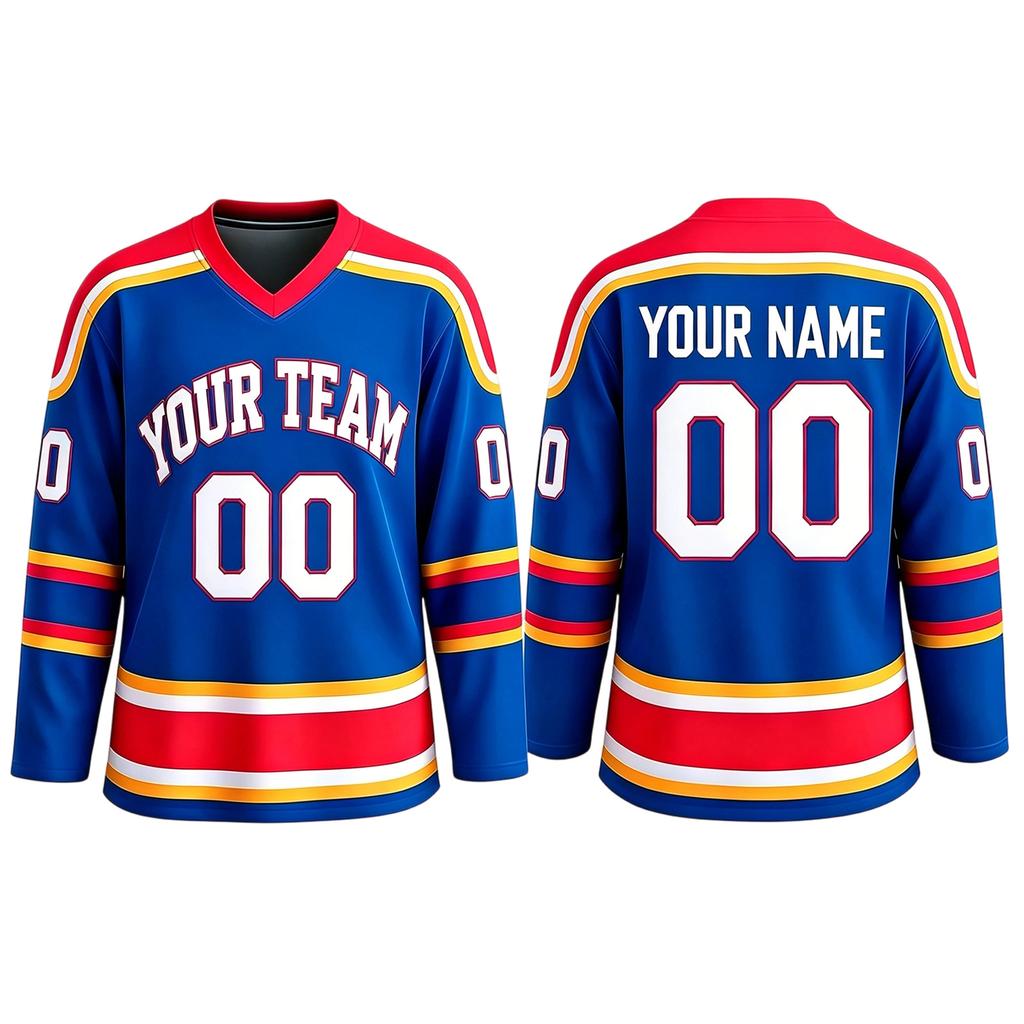 Customizable Hockey Jersey Personalized Team Name Number Long Sleeve V Neck Sportswear for Adults and Youth Suitable for Game Practice