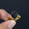 Black Onyx Rough Handmade Gemstone Ring, Copper Electroformed Ring Antique Jewelry, Adjustable Ring Engagement Gift