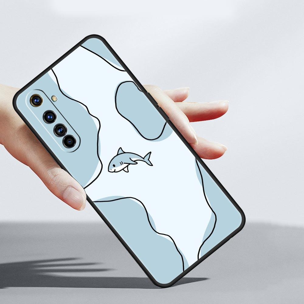 Seaside Sharks Pattern Soft TPU For Realme 13 12 11 10 9 Pro Plus GT3 GT2 C21 C25 C35 C53 C55 C67 Pro 5G Phone Case Cover Fundas