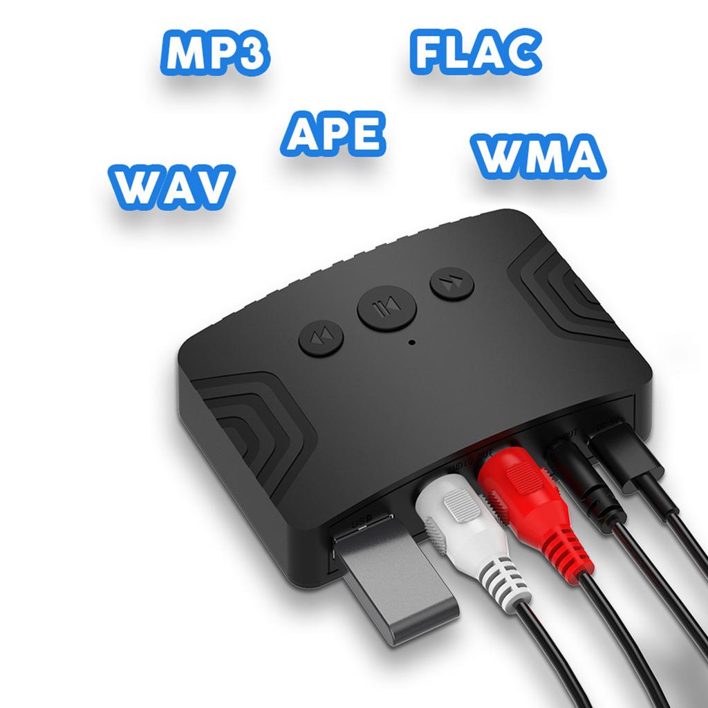 Wireless Audio Receiver Bluetooth 5.3 NFC Audio Adapter U Disk RCA 3.5mm AUX Jack Stereo Music Receiver Car Speaker