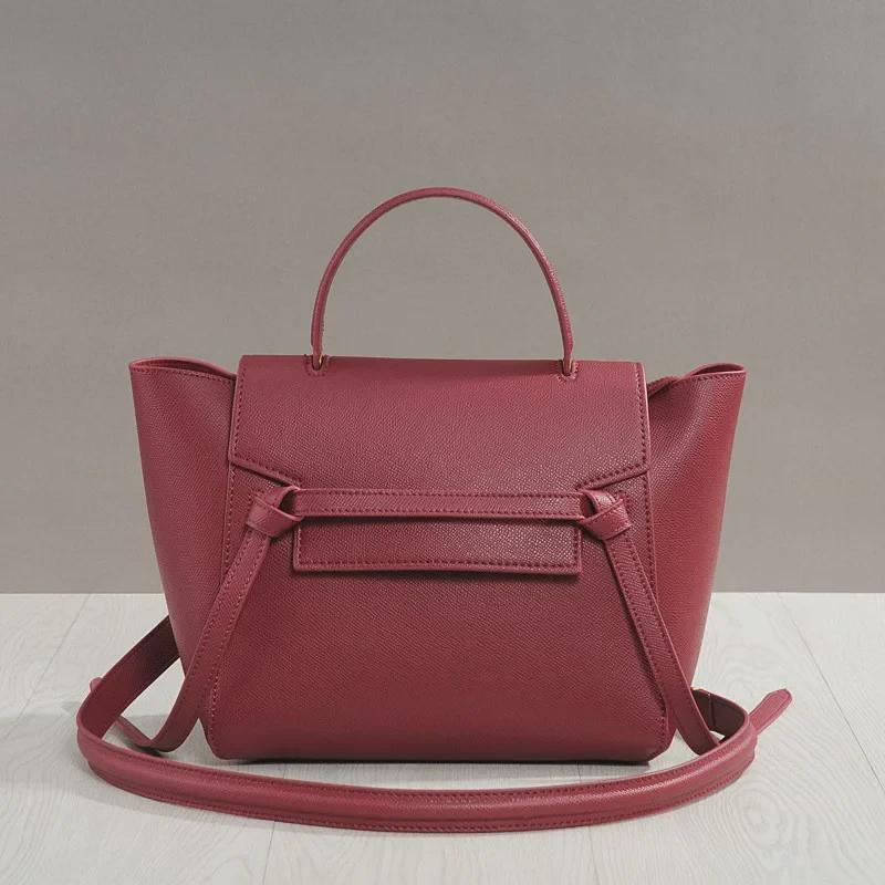 Damen Umhängetasche aus echtem Leder mit großem Fassungsvermögen - Wels-Design, geflügeltes Rindsleder, Smiley-Gesicht-Tasche