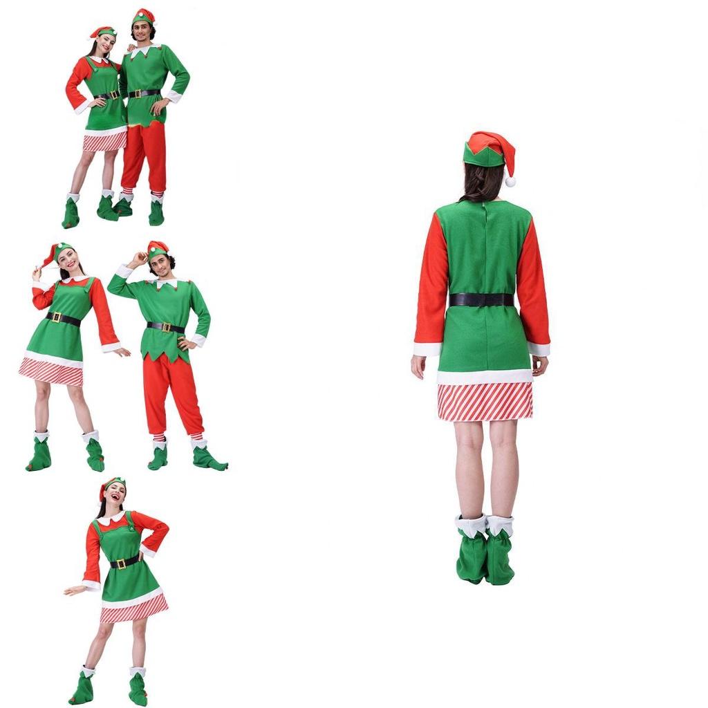 Christmas Elf Adult Cosplay Costume Couple Outfits
