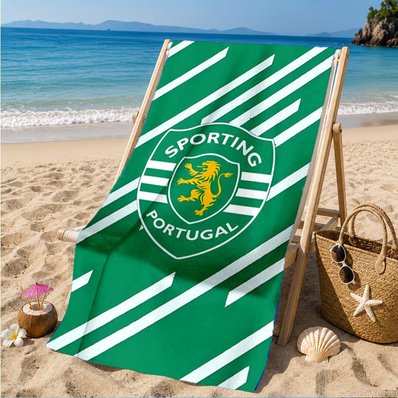Asciugamano da Spiaggia con Stemma dello Sporting Cp, Asciugatura Rapida, Facile da Curare, Adatto Sia per il Fitness che per le Vacanze al Mare, Essenziale per lo Sport