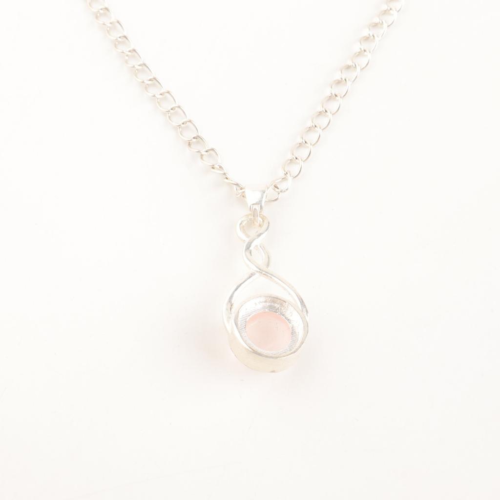 Naturlig Rosenkvarts Ädelsten 925 Sterling Silver Smycken Handgjort Bröllopshänge CP-25-22