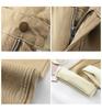 Khaki Micro-Flare Velvet-Lined Mid-Waist Slim-Fit Jeans for Women