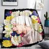 3Pc Summer Hikaru Died Print Flannel Blanket, High quality Comfortable for All Seasons, Home Decor, Warmth and Comfort, Perfect for Christmas Gifts
