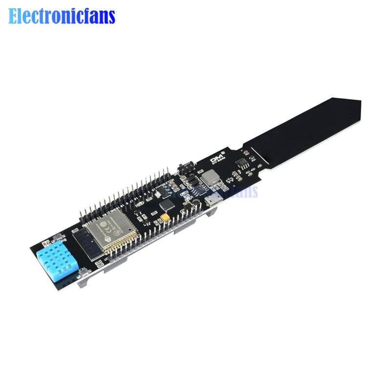 

ESP32 DHT11 CP2104 WIFI Bluetooth Temperature Humidity Soil Moisture Sensor Detection Module 18650 Battery Shield for Arduino