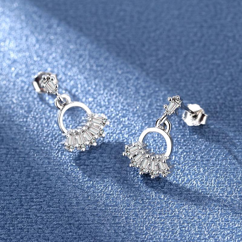 Fine Jewelry 925 Sterling Silver Earrings Inlaid with Zircon Crystal Flower Earrings Charm Jewelry for Women Gift Engagement