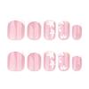 24pcs Spring Flower Wearing Armor Simple French White Nail Art Short Medium Rectangular Fake Nail Removable Nail Plate