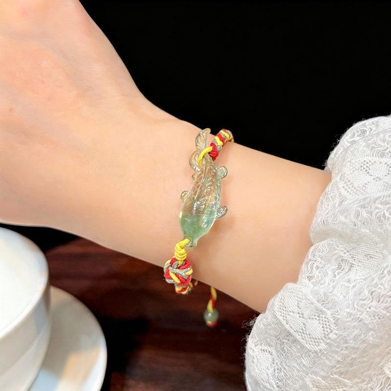 New Chinese clear green small fish color rope woven bracelet fashionable exquisite high sense daily versatile jewelry accessories