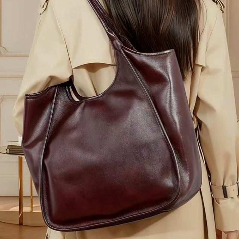New Top Layer Cowhide Women's Shoulder Bag High Texture Leather Armpit Bag Large Capacity Commuting Shopping Bag 0 sold