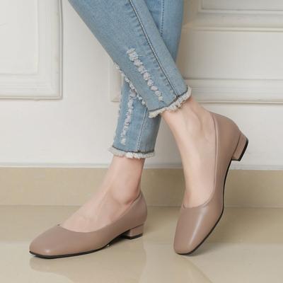 2025 Autumn New Large Size Square Head Single Shoes Thick Heel Shallow Mouth Grandma Shoes Low Heel Women's Shoes