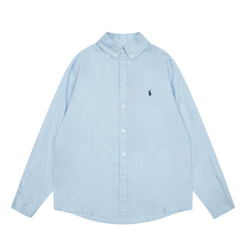 Ralph Lauren Unisex Polo: Little Horse Embroidery, Solid Color, Long Sleeve, Classic Casual Lapel Shirt